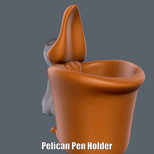 Pelican Pen Holder (Easy print no support) - 3D model önizlemesi