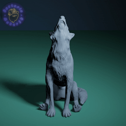 lobo_sentado.gif STL file Wolf howling seated・3D print design to download