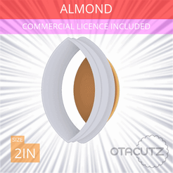 Almond~2in.gif Fichier STL Emporte-pièce en forme d'amande 2in / 5.1cm・Design à télécharger et à imprimer en 3D