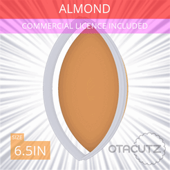 Almond~6.5in.gif STL file Almond Cookie Cutter 6.5in / 16.5cm・Design to download and 3D print