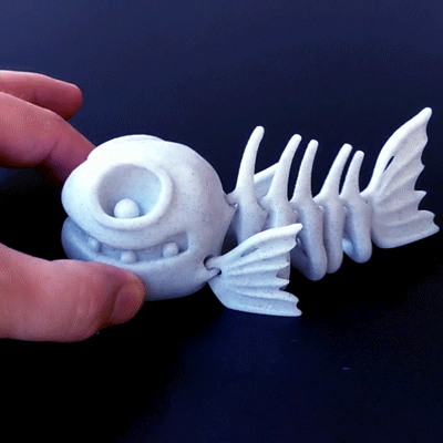 Set of 2 Articulated Fish Fossil 3D Printed Toy 