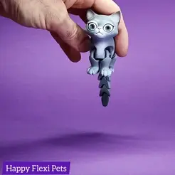 busya_main.gif STL file Busya the print in place flexible toy cat・3D printing model to download, HappyFlexiPets