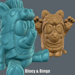 Bluey-Bingo.gif STL file Bluey & Bingo (Easy print no support)・3D print design to download