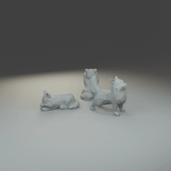 pomeranian_spitz.gif Low polygon pomeranian spitz 3D print model  in three poses:
