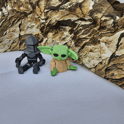 Untitled-1.gif 3D file Star Wars Mandalorian and Baby Yoda (Flexi, print-in-place)・3D print object to download, 4dLab