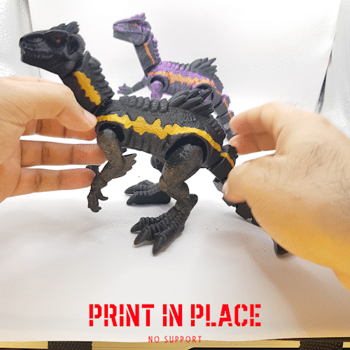 🦖 Black Velociraptor - Articulated 3D Print Model (Print-in-Place)・ STL ...