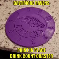 GIF-A.gif STL file Baltimore Ravens Drink Count Coaster・3D printing template to download