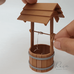 WISHING-WELL-Dollhouse-Miniature.gif Файл STL Миниатюрная мебель "Колодец желаний・Модель для загрузки и 3D-печати, RAIN