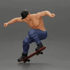 ezgif.com-gif-maker-2.gif Fichier 3D Homme en casquette sautant sur un skateboard・Design imprimable en 3D à télécharger
