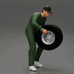 4.gif 3D file Auto mechanic walking and carrying tyre・3D printing template to download