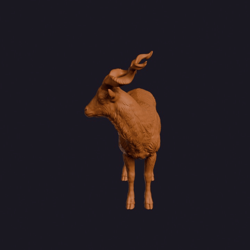 Realistic Markhor Looking Side Animal Sculpture