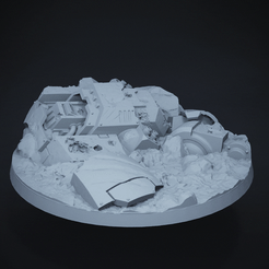 360_80mm.gif OBJ file Destroyed Redemptor Dreadnought base for wargamming 40 K 30 K - 80mm・Template to download and 3D print