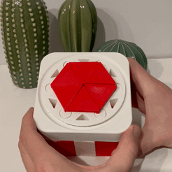 Gift-Box.gif Télécharger fichier STL Boîte cadeau avec mécanisme d'ouverture/fermeture par impression sur place • Objet à imprimer en 3D, EduCA