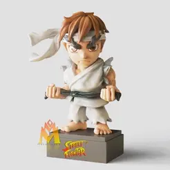 Ryu-Street-Fighter.gif STL file Ryu chibi Fanart-リュウ-street fighter-standing pose- game mascot -Fanart・3D print design to download