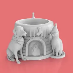 Christmasvase_500x500x20fps.gif Archivo STL Jarrón navideño Cat & Dog・Objeto para impresora 3D para descargar