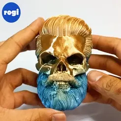 Sequence-01_1.gif Free STL file BEARD SKULL COLLECTION - Nº1・3D printing model to download, rogistudios