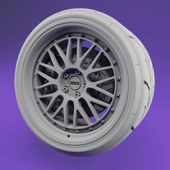 ezgif-4-966c1dd56b.gif STL file BBS LM style - Scale Model Wheel set - 18" - Rims and Tyre・Model to download and 3D print, PixelSun