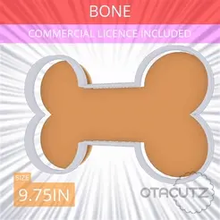 Bone~9.75in.gif STL file Bone Cookie Cutter 9.75in / 24.8cm・Template to download and 3D print