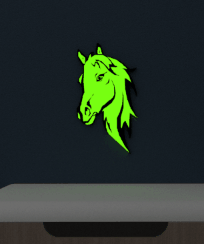 20201227_064359.gif OBJ file Fluorescent horse for wall decoration・3D printing design to download