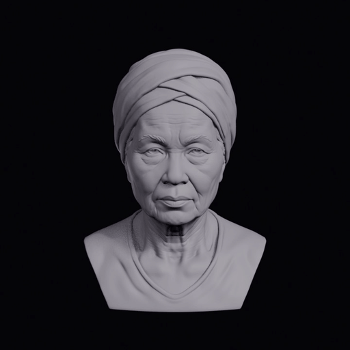 Elderly Karen Woman With Cloth Headwrap Bust