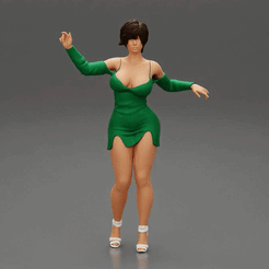 ezgif.com-gif-maker-3.gif Fichier 3D Femme sexy en robe à manches longues avec des cheveux courts・Modèle pour impression 3D à télécharger