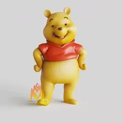 Pooh.gif STL file Pooh - Winnie the Pooh-standing pose-FANART FIGURINE・3D printing design to download