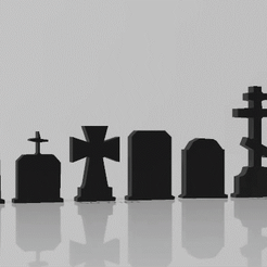 headstone-set-2.gif Archivo STL Jardín Zen con caja de ataúd・Diseño de impresión en 3D para descargar