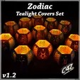 Zodiac si ed AY Zodiac Tealight Covers - Full Set