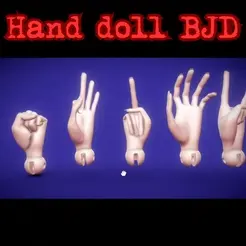 Hand-doll-BJD.gif BJD Doll Stl Files Set of 5 hands diameter 0.9