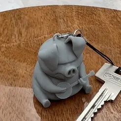 GIFMaker_me-1.gif STL file Penny Pig keychain・3D printing design to download