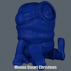 Minion Stuart Christmas.gif Archivo STL Minion Stuart Christmas (Easy print no support)・Modelo imprimible en 3D para descargar, Alsamen