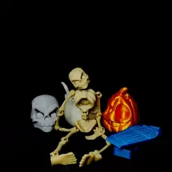 Sequence-02.gif STL file ARTICULATED HALLOWEEN SKELETON PACK WITH PROPS・3D printing idea to download
