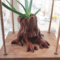 2.gif STL file Cute tree flower pot・3D printer model to download