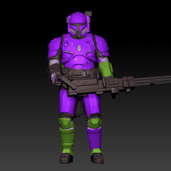 heaby 1.gif Archivo 3D Star Wars .stl Heavy Infantry Mandalorian .3D action figure .OBJ Kenner style.・Objeto imprimible en 3D para descargar