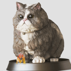 Chubby-Fat-Cat.gif STL file Chubby fat cat- feline-sitting pose-FANART FIGURINE・3D printer design to download