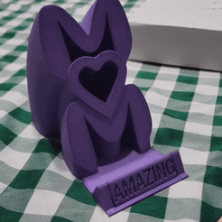 MOM_PS.gif 3D file MOM Phone Stand Print-n-place rotating words - Instant Download - No Supports Needed・3D printer model to download