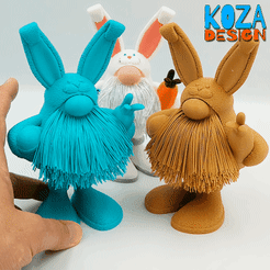 easter-hairy-bunny-gnome-02.gif STL file Easter Hairy Gnome with a bunny costume・3D print model to download