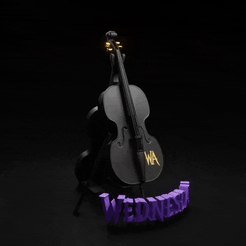 MerlinaGif.gif STL file Wednesday Cello・3D printable design to download