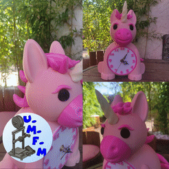 1.gif STL file Horloge "licorne", chambre enfant (bébé), "Unicorn" clock, children's room (baby)・3D print model to download