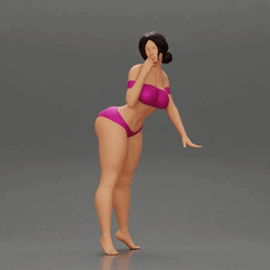 ezgif.com-gif-maker-28.gif Файл 3D Привлекательная девушка в бикини опирается на автомобиль・3D-печать дизайна для загрузки