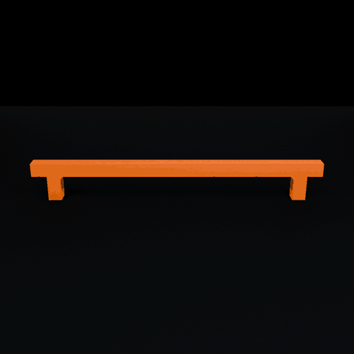 Cabinet pull 224 mm hole spacing - square bar handle, M4 blind hole, no supports