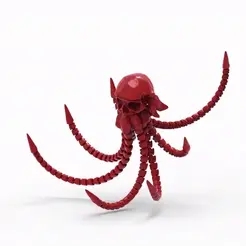 GIF-PULPO.gif STL file Octopus Skull - Calvera Pirata - Pulpo Flexy - Articulated - Articulado・3D printing model to download