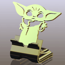 SW00.gif 3D file Grogu, Phone Holder For Desk, Personalized Phone Stand・3D print design to download, ANCAROSTUDIO