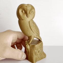 ezgif.com-gif-maker-17.gif STL file Owl on tree - No supports・3D printable model to download