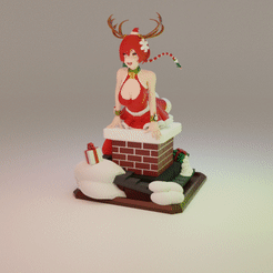 Preview01-540.gif STL-Datei Fantasy World Reindeer Santa Girl Stuck in Chimney Anime Figure (Easy Print Ready) Pandoranium3D Original herunterladen • 3D-druckbare Vorlage, pandoranium3d
