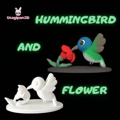 Holder-Post-para-Instagram-Quadrado-2.gif 3D file Hummingbird and Flower・3D print design to download