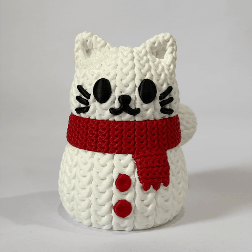 Knitted Snowman Cat
