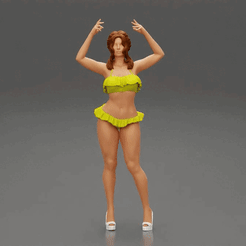 ezgif.com-gif-maker-1.gif 3D file Young Woman In Bikini Raised Her Hands Up・3D print object to download