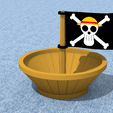 AnimationLOW.gif **ONE PIECE LUFFY CREW FLAG WITH SHIP'S MAST AND NEST**.