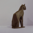 Statuette einer sitzenden Katze low poly